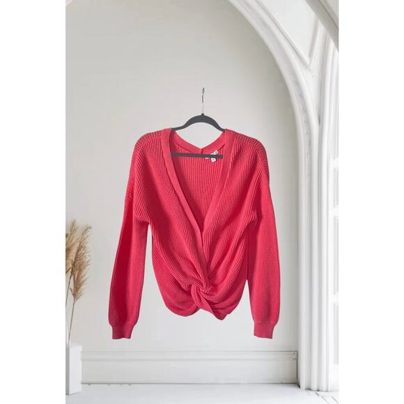 BP Women's Pink Knotted Pullover Sweater V-neck Small - Picture 1 of 6